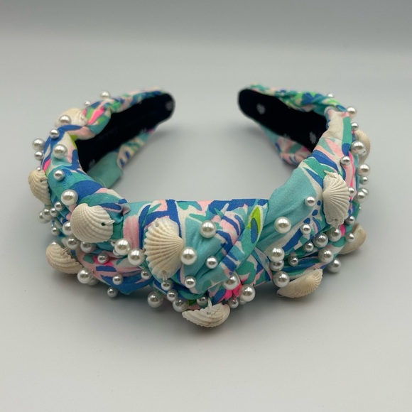 Lele Sadoughi X Lilly Pulitzer Cabana Cocktail Pearl Shell Knotted Headband - Picture 3 of 16